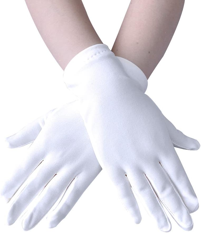 Vonokee Adult Spandex Gloves,Short Stretchy Opera Gloves for Halloween Party Costume 1920s Flapper Accessories - Image 1